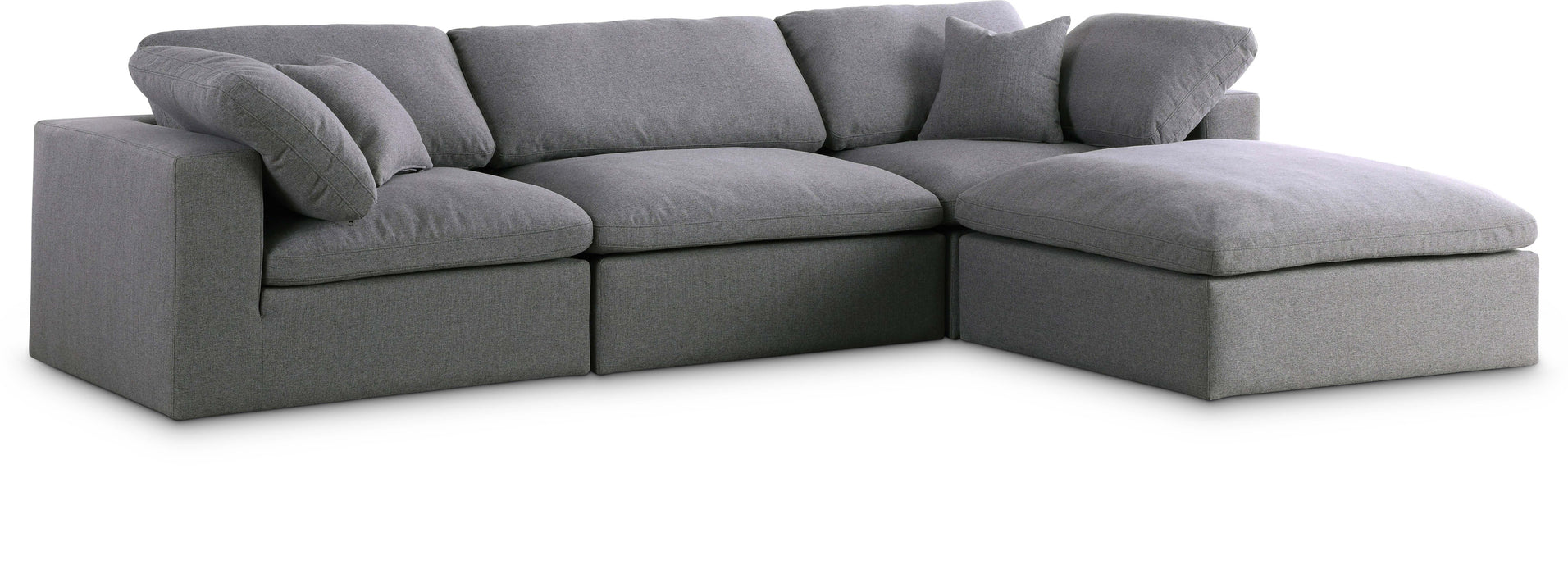 Serene Grey Linen Fabric Deluxe Cloud Modular Sectional - Bargain Furniture (Detroit, MI)