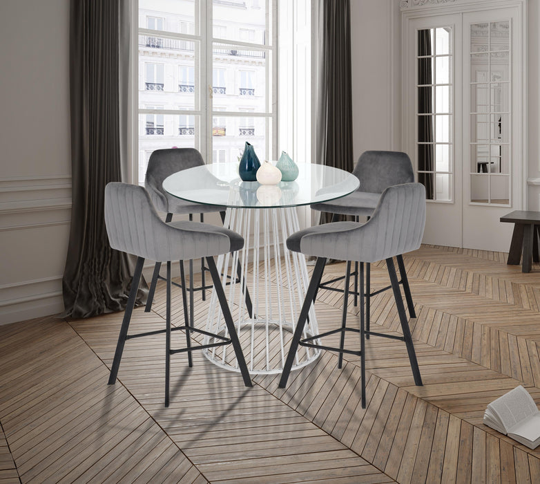 Viviene Grey Velvet Stool - Bargain Furniture (Detroit, MI)