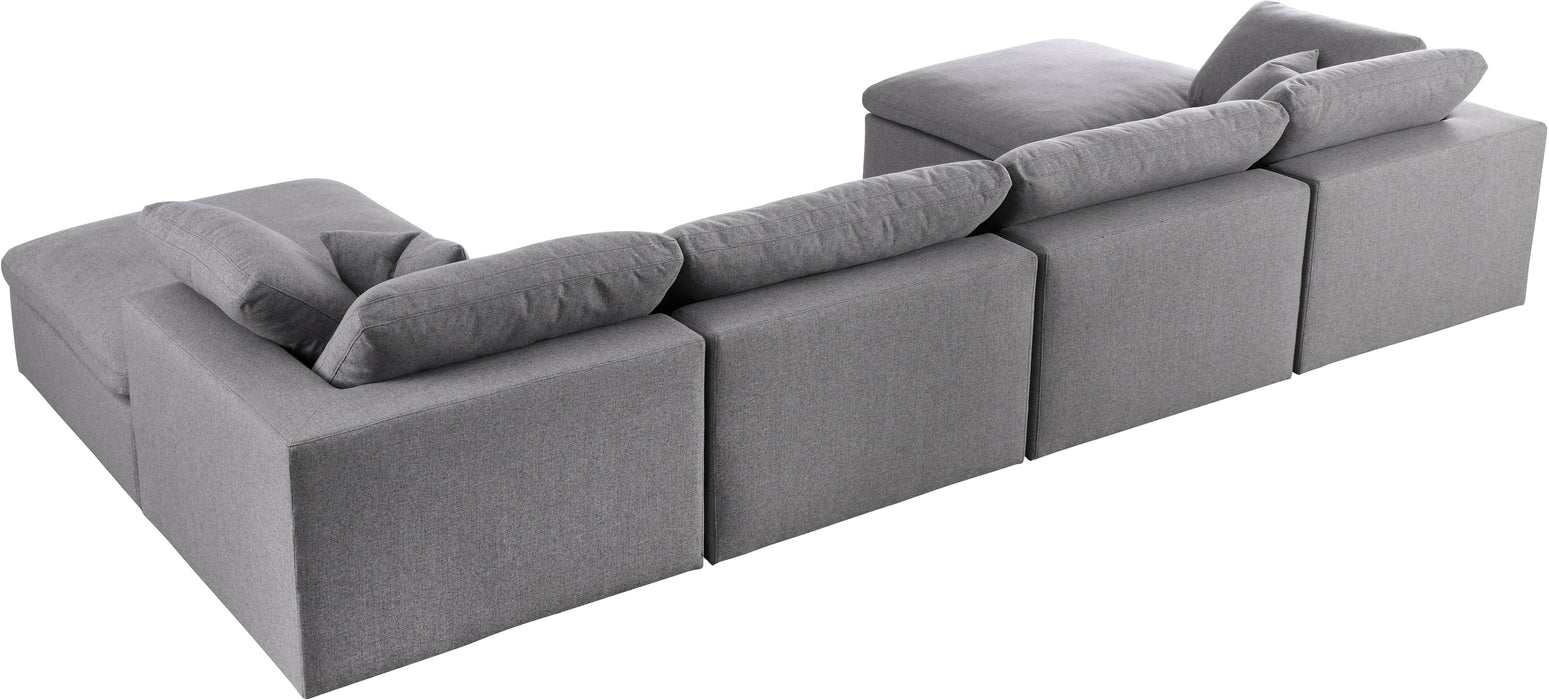 Serene Grey Linen Fabric Deluxe Cloud Modular Sectional - Bargain Furniture (Detroit, MI)