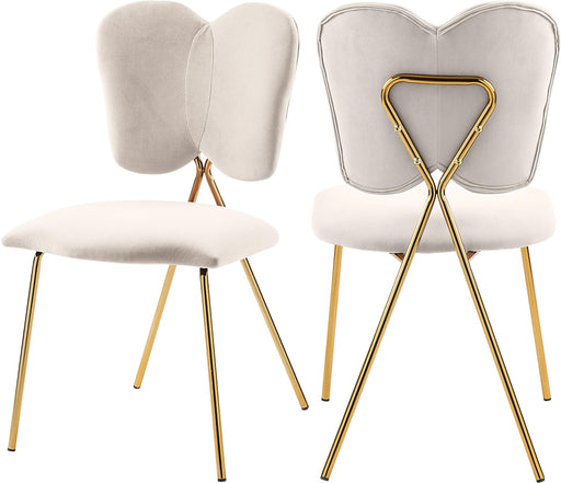 Angel Cream Velvet Dining Chair - Bargain Furniture (Detroit, MI)