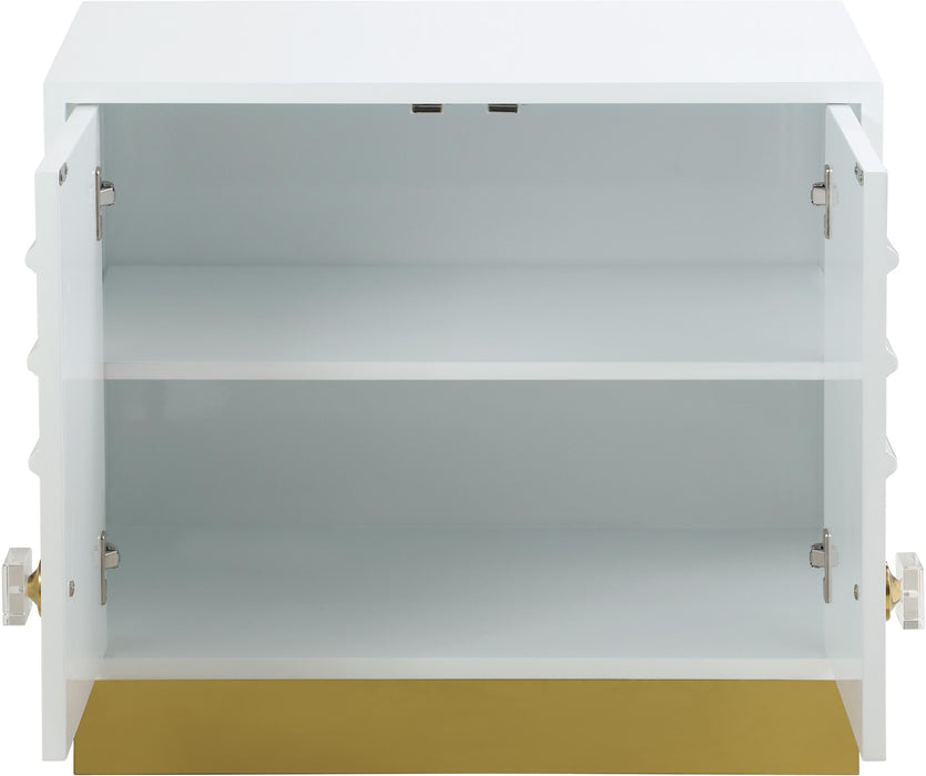 Cosmopolitan White Lacquer Side Table - Bargain Furniture (Detroit, MI)
