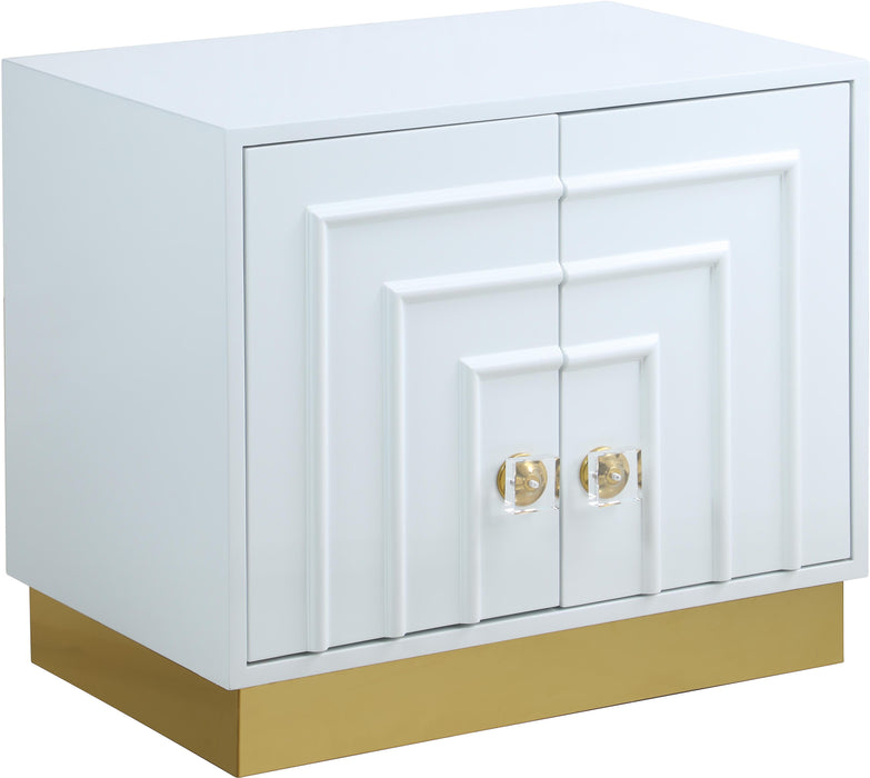Cosmopolitan White Lacquer Side Table - Bargain Furniture (Detroit, MI)