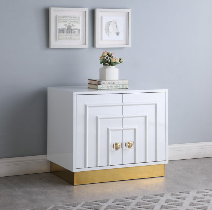 Cosmopolitan White Lacquer Side Table - Bargain Furniture (Detroit, MI)