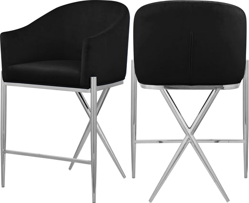 Xavier Black Velvet Counter Stool - Bargain Furniture (Detroit, MI)