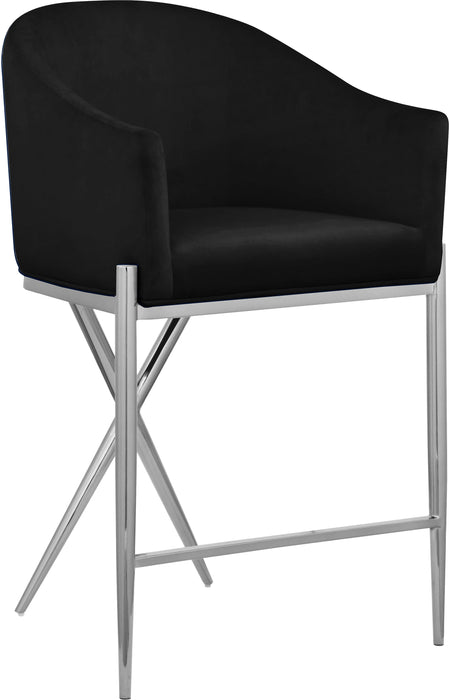 Xavier Black Velvet Counter Stool - Bargain Furniture (Detroit, MI)