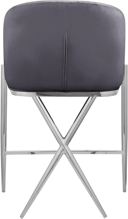 Xavier Grey Velvet Counter Stool - Bargain Furniture (Detroit, MI)