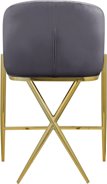 Xavier Grey Velvet Counter Stool - Bargain Furniture (Detroit, MI)