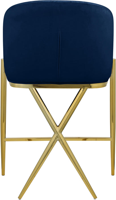Xavier Navy Velvet Counter Stool - Bargain Furniture (Detroit, MI)
