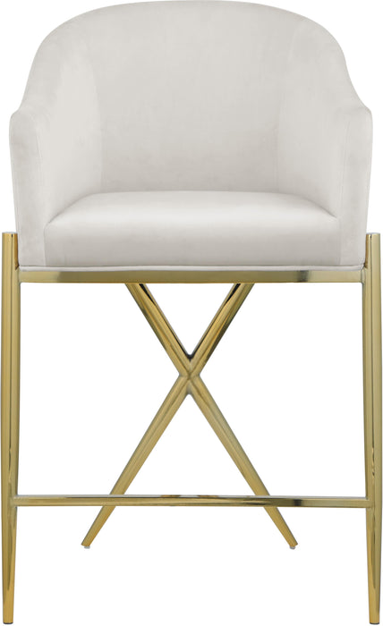 Xavier Cream Velvet Counter Stool - Bargain Furniture (Detroit, MI)