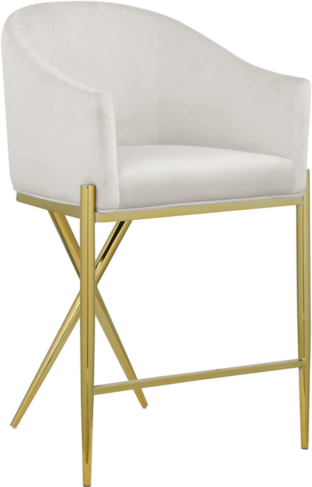 Xavier Cream Velvet Counter Stool - Bargain Furniture (Detroit, MI)