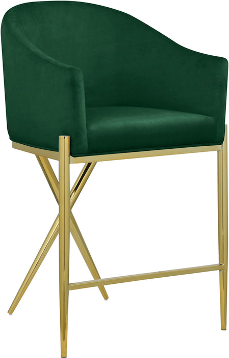 Xavier Green Velvet Counter Stool - Bargain Furniture (Detroit, MI)