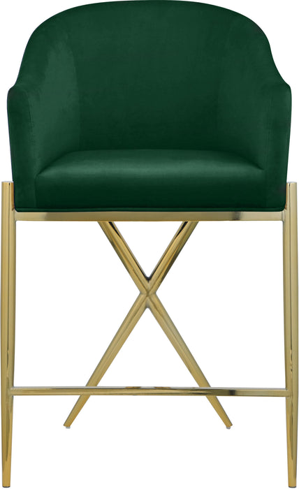 Xavier Green Velvet Counter Stool - Bargain Furniture (Detroit, MI)