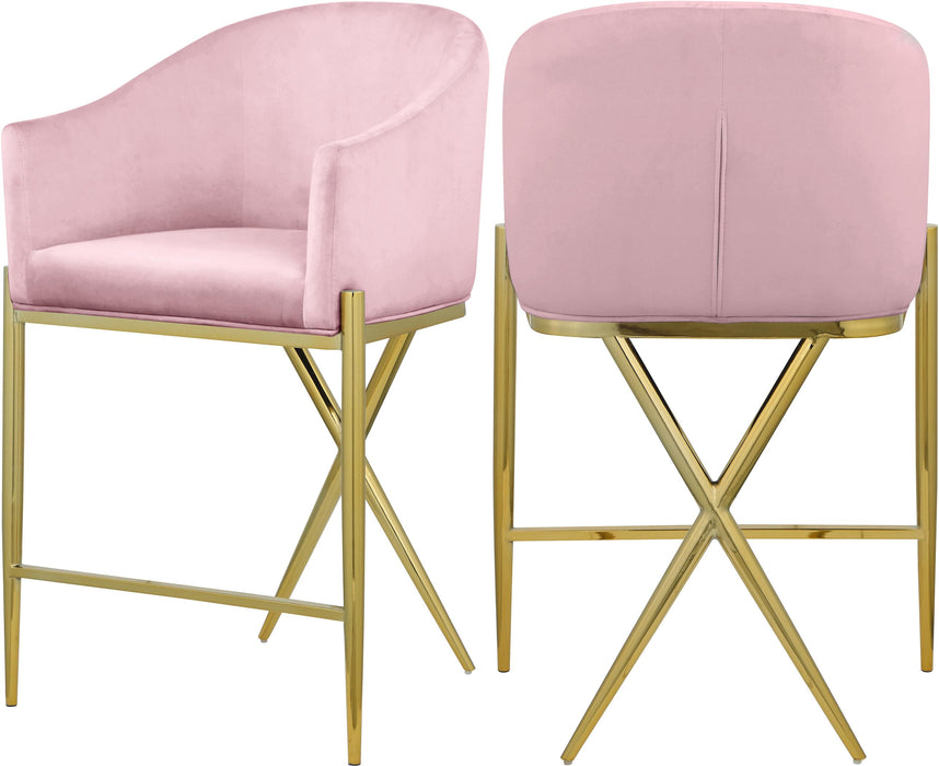 Xavier Pink Velvet Counter Stool - Bargain Furniture (Detroit, MI)