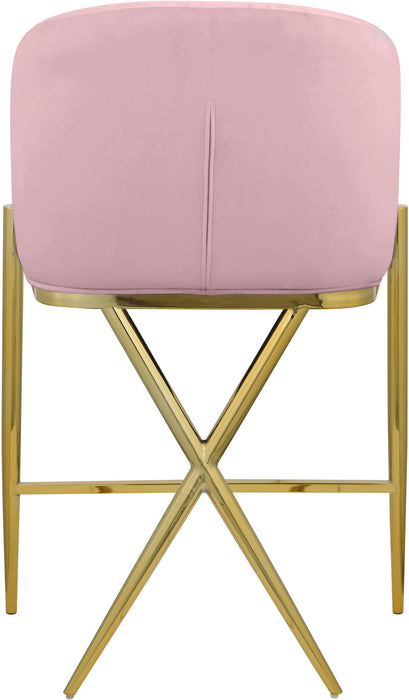 Xavier Pink Velvet Counter Stool - Bargain Furniture (Detroit, MI)
