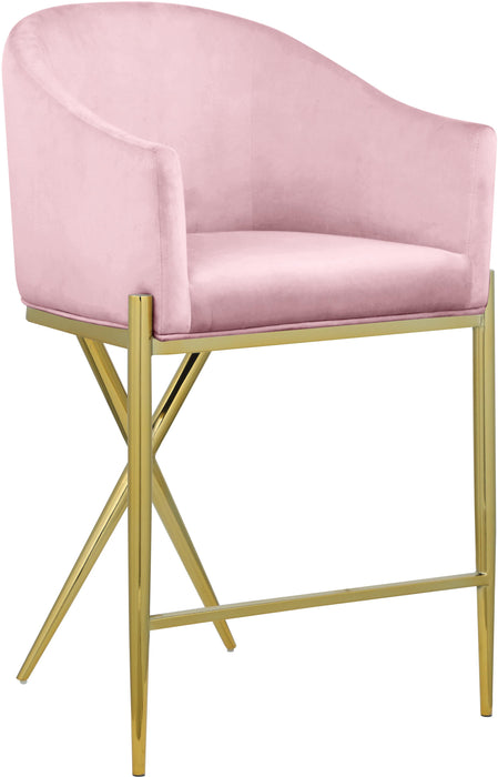 Xavier Pink Velvet Counter Stool - Bargain Furniture (Detroit, MI)