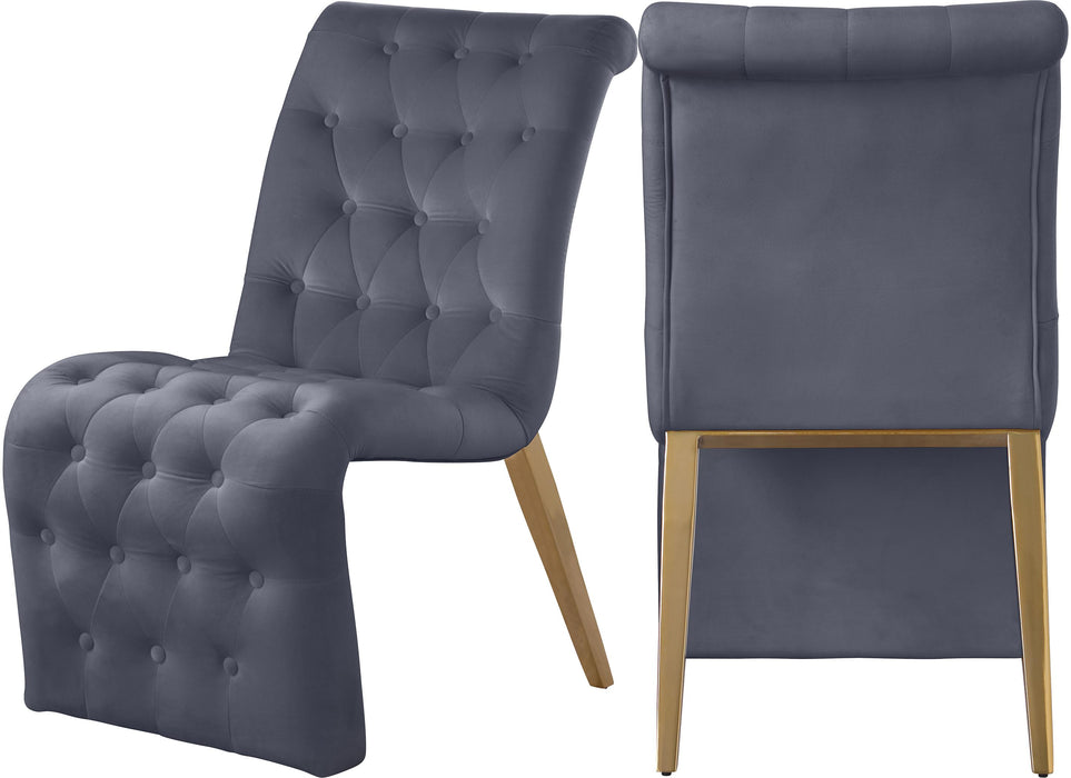 Curve Grey Velvet Dining Chair - Bargain Furniture (Detroit, MI)