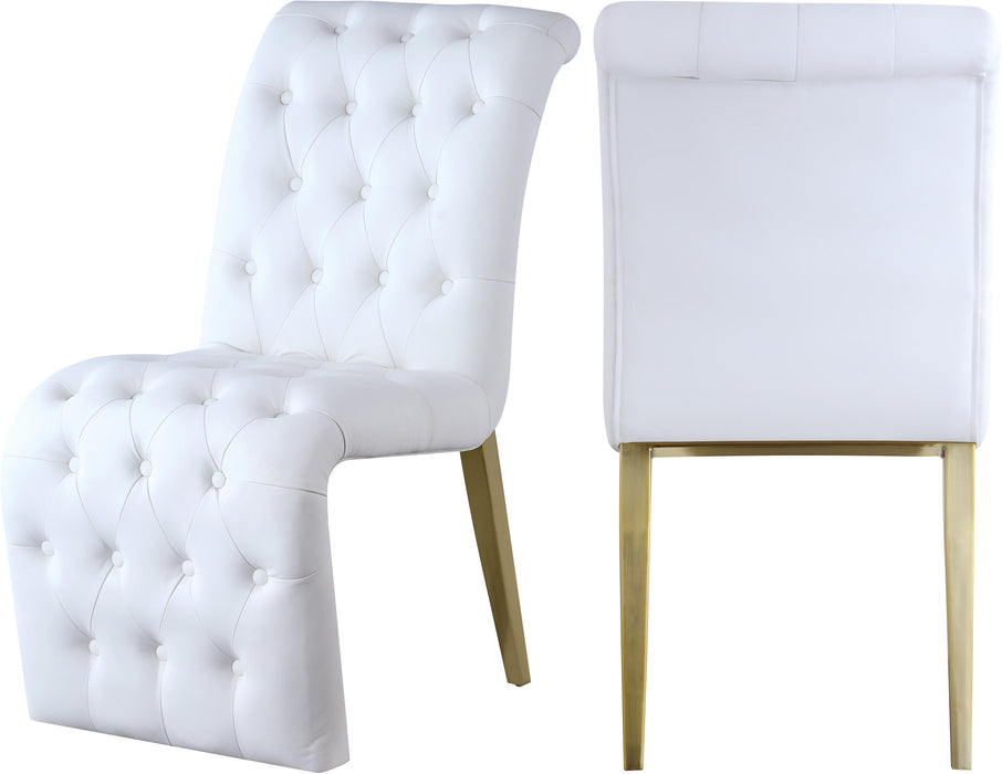 Curve White Faux Leather Dining Chair - Bargain Furniture (Detroit, MI)