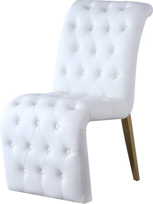 Curve White Faux Leather Dining Chair - Bargain Furniture (Detroit, MI)
