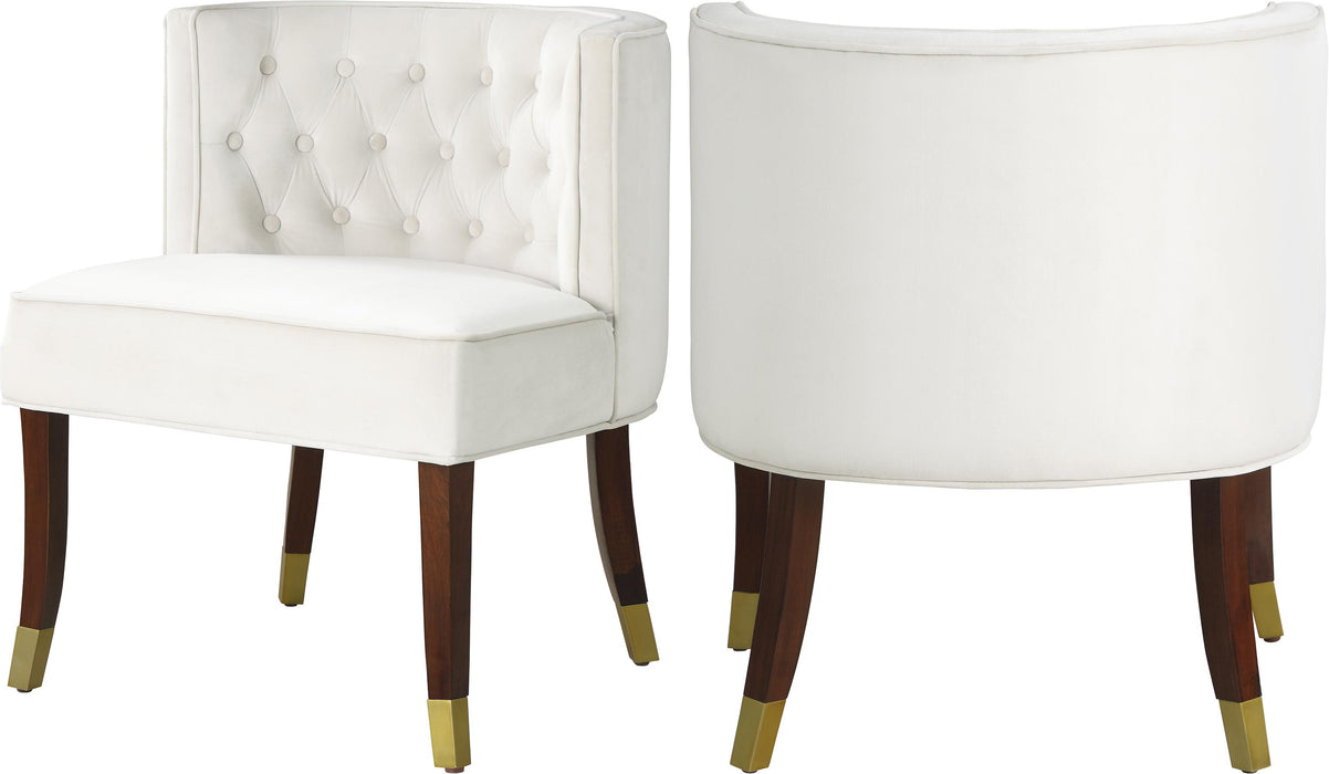 Perry Cream Velvet Dining Chair - Bargain Furniture (Detroit, MI)