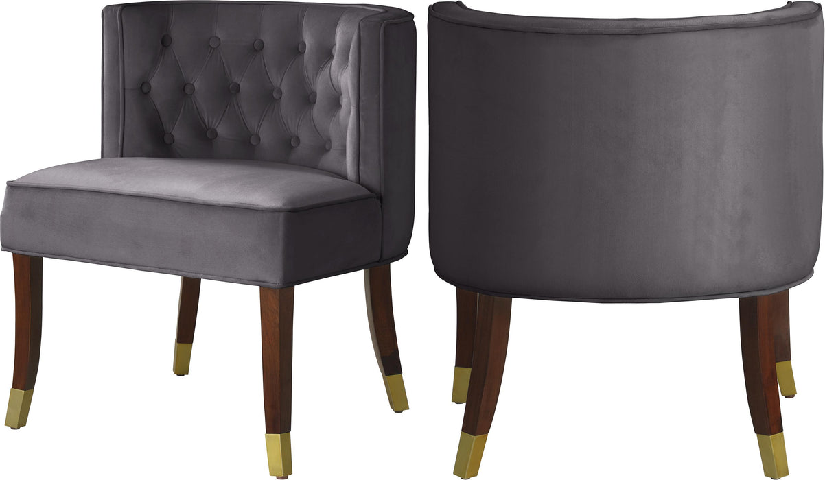 Perry Grey Velvet Dining Chair - Bargain Furniture (Detroit, MI)