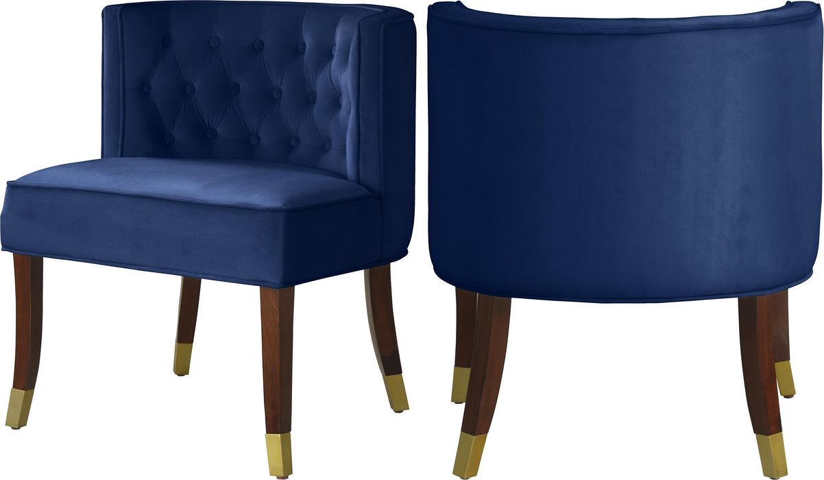 Perry Navy Velvet Dining Chair - Bargain Furniture (Detroit, MI)