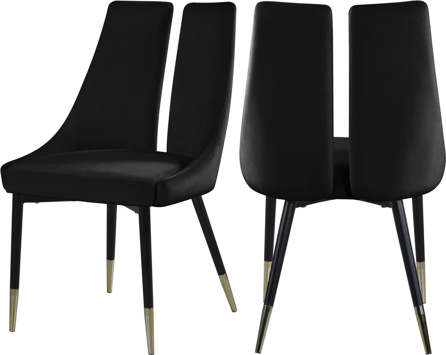 Sleek Black Velvet Dining Chair - Bargain Furniture (Detroit, MI)