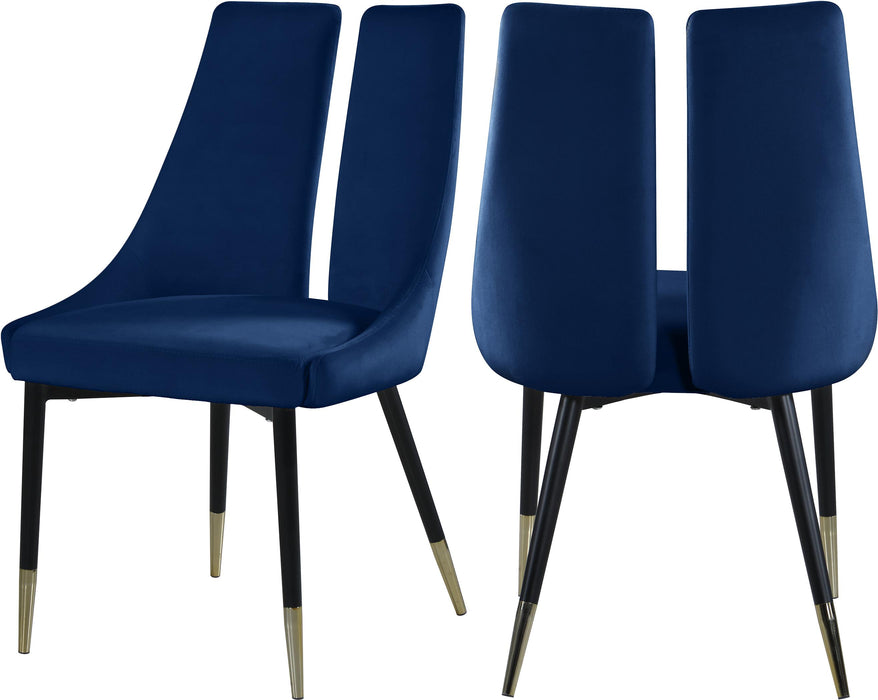 Sleek Navy Velvet Dining Chair - Bargain Furniture (Detroit, MI)