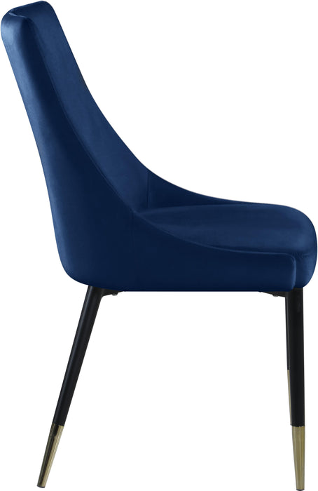 Sleek Navy Velvet Dining Chair - Bargain Furniture (Detroit, MI)