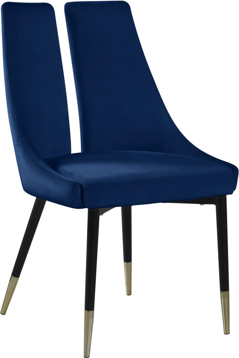 Sleek Navy Velvet Dining Chair - Bargain Furniture (Detroit, MI)