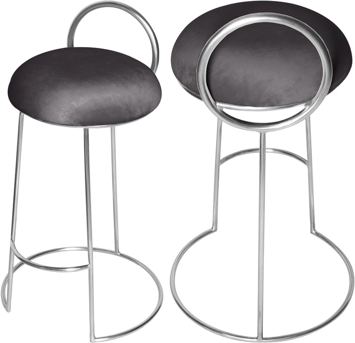 Ring Grey Velvet Counter Stool - Bargain Furniture (Detroit, MI)