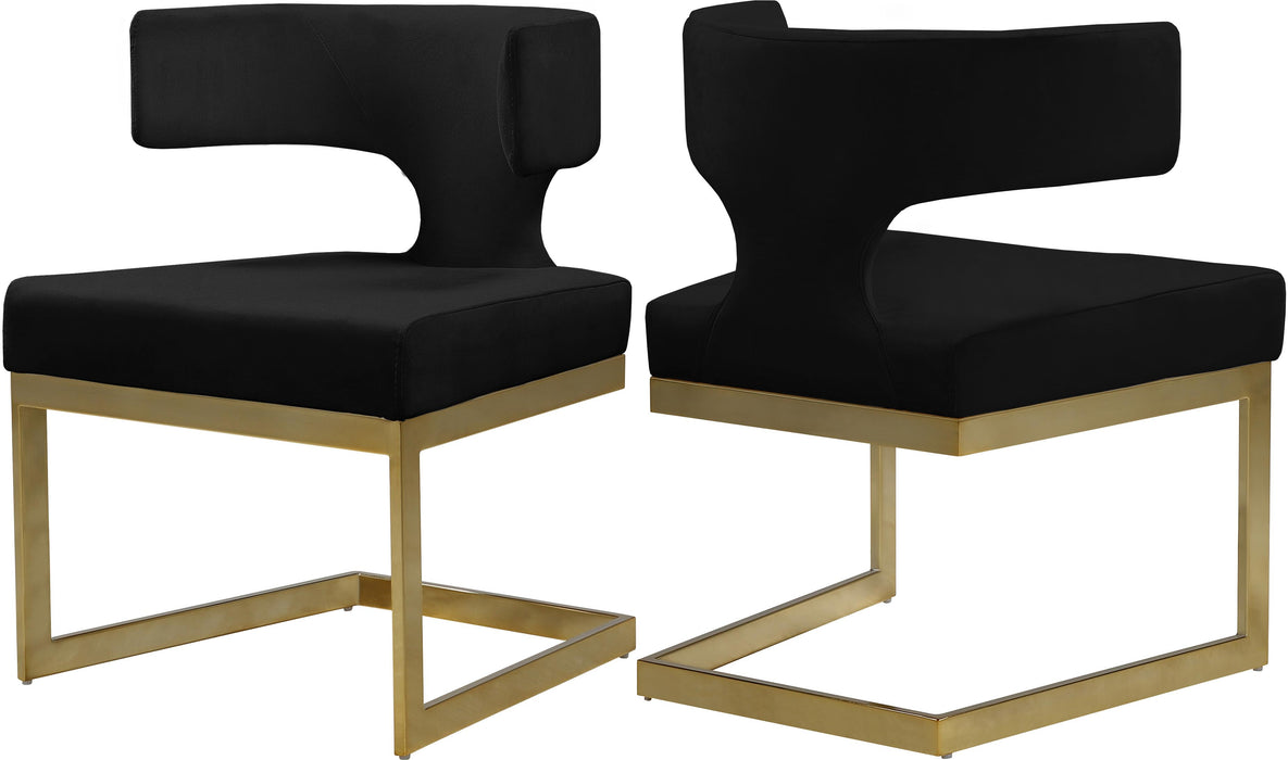Alexandra Black Velvet Dining Chair - Bargain Furniture (Detroit, MI)