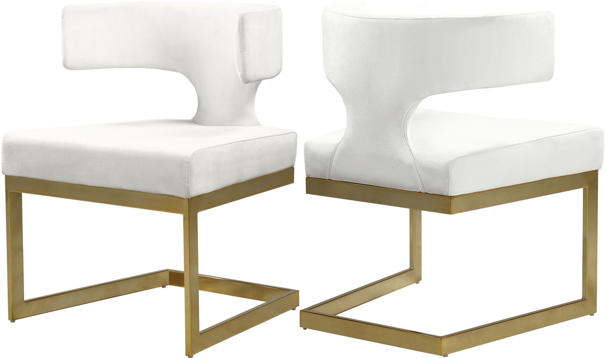 Alexandra Cream Velvet Dining Chair - Bargain Furniture (Detroit, MI)