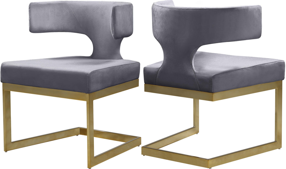 Alexandra Grey Velvet Dining Chair - Bargain Furniture (Detroit, MI)