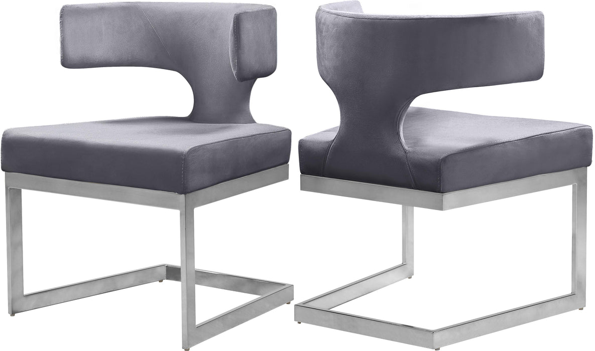 Alexandra Grey Velvet Dining Chair - Bargain Furniture (Detroit, MI)