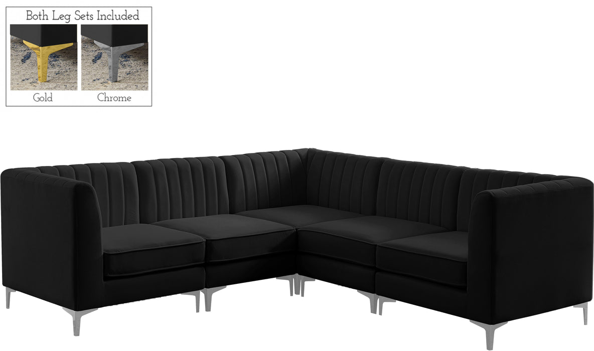 Alina Black Velvet Modular Sectional - Bargain Furniture (Detroit, MI)