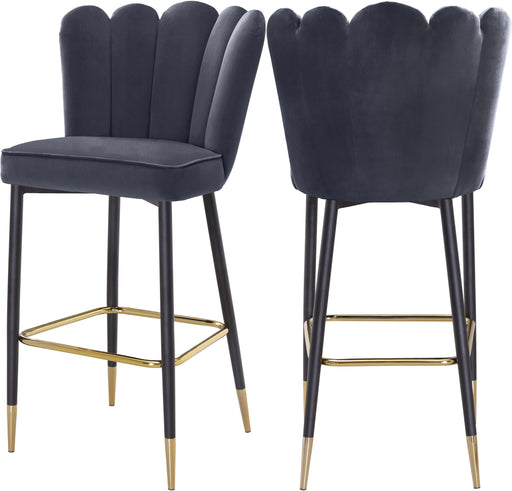 Lily Grey Velvet Stool - Bargain Furniture (Detroit, MI)