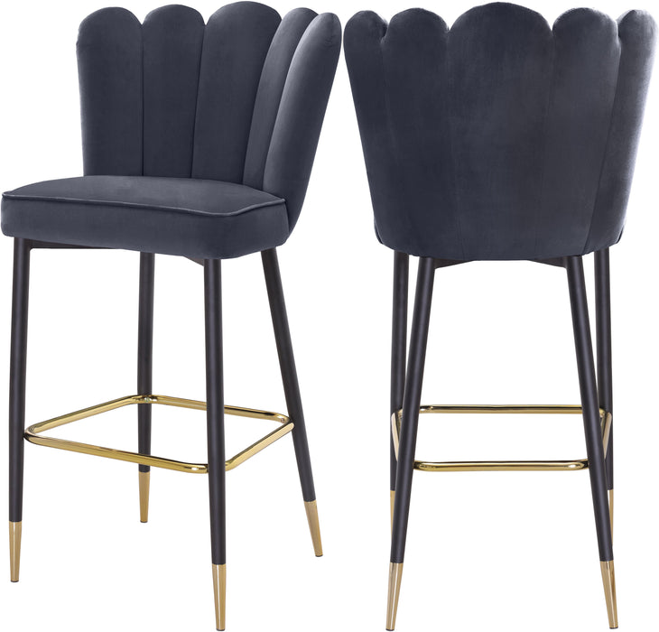 Lily Grey Velvet Stool - Bargain Furniture (Detroit, MI)
