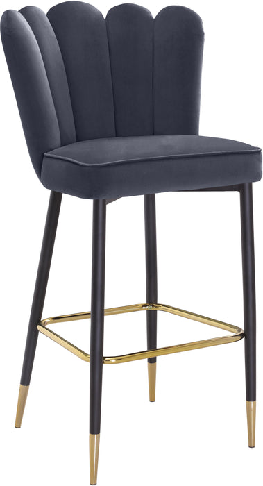 Lily Grey Velvet Stool - Bargain Furniture (Detroit, MI)