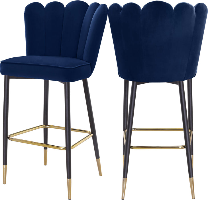 Lily Navy Velvet Stool - Bargain Furniture (Detroit, MI)