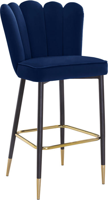 Lily Navy Velvet Stool - Bargain Furniture (Detroit, MI)