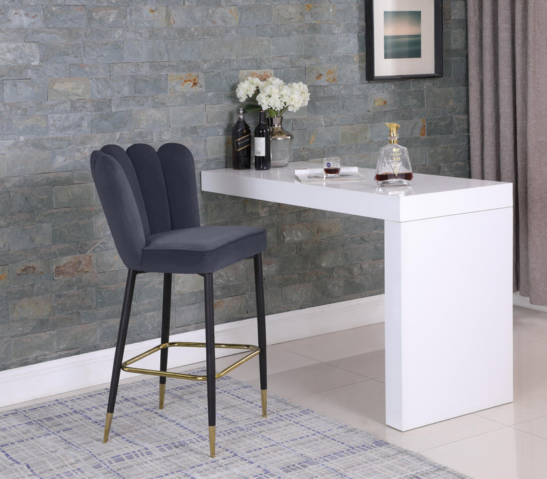 Lily Grey Velvet Stool - Bargain Furniture (Detroit, MI)