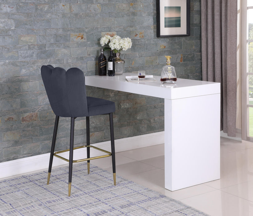 Lily Grey Velvet Stool - Bargain Furniture (Detroit, MI)