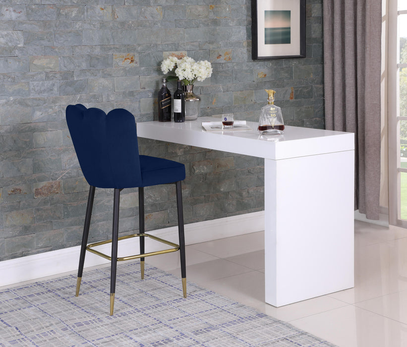 Lily Navy Velvet Stool - Bargain Furniture (Detroit, MI)