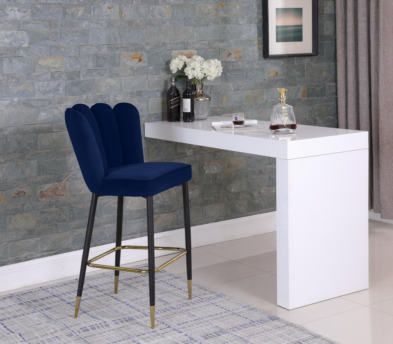 Lily Navy Velvet Stool - Bargain Furniture (Detroit, MI)
