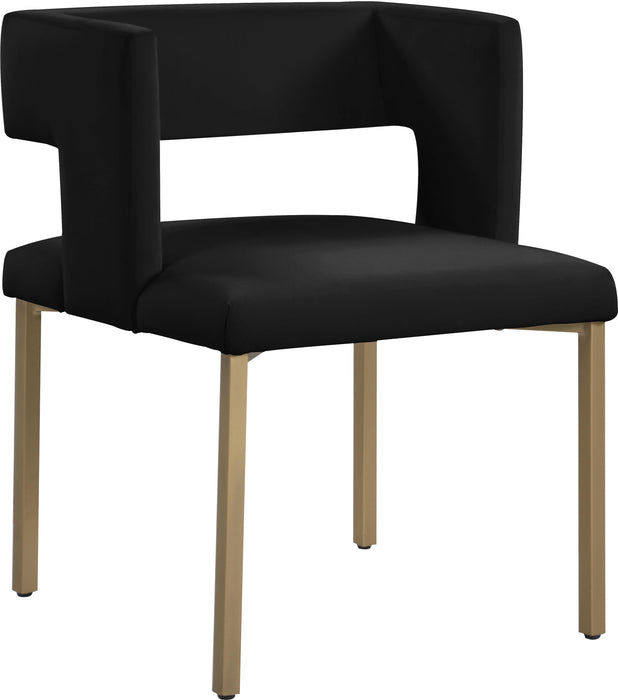 Caleb Black Velvet Dining Chair - Bargain Furniture (Detroit, MI)