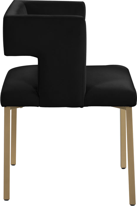 Caleb Black Velvet Dining Chair - Bargain Furniture (Detroit, MI)