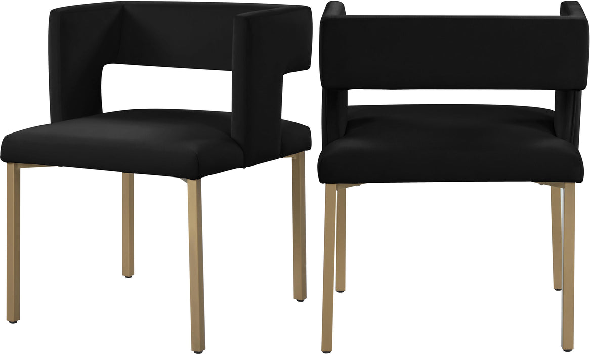 Caleb Black Velvet Dining Chair - Bargain Furniture (Detroit, MI)