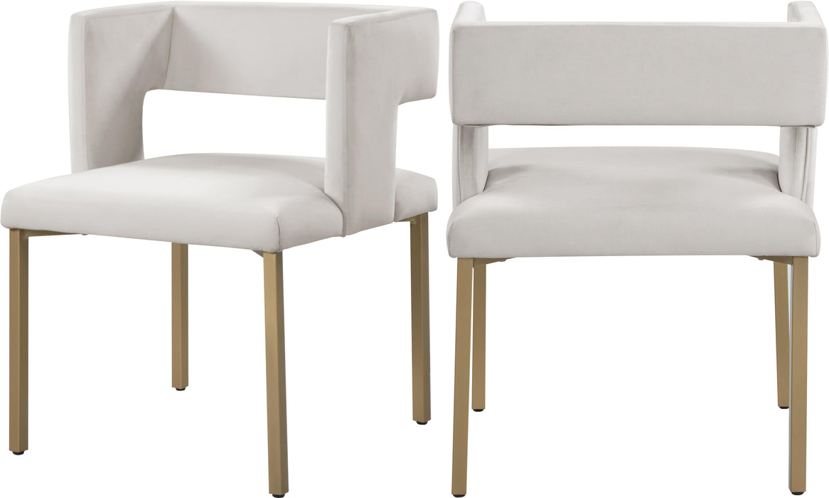 Caleb Cream Velvet Dining Chair - Bargain Furniture (Detroit, MI)