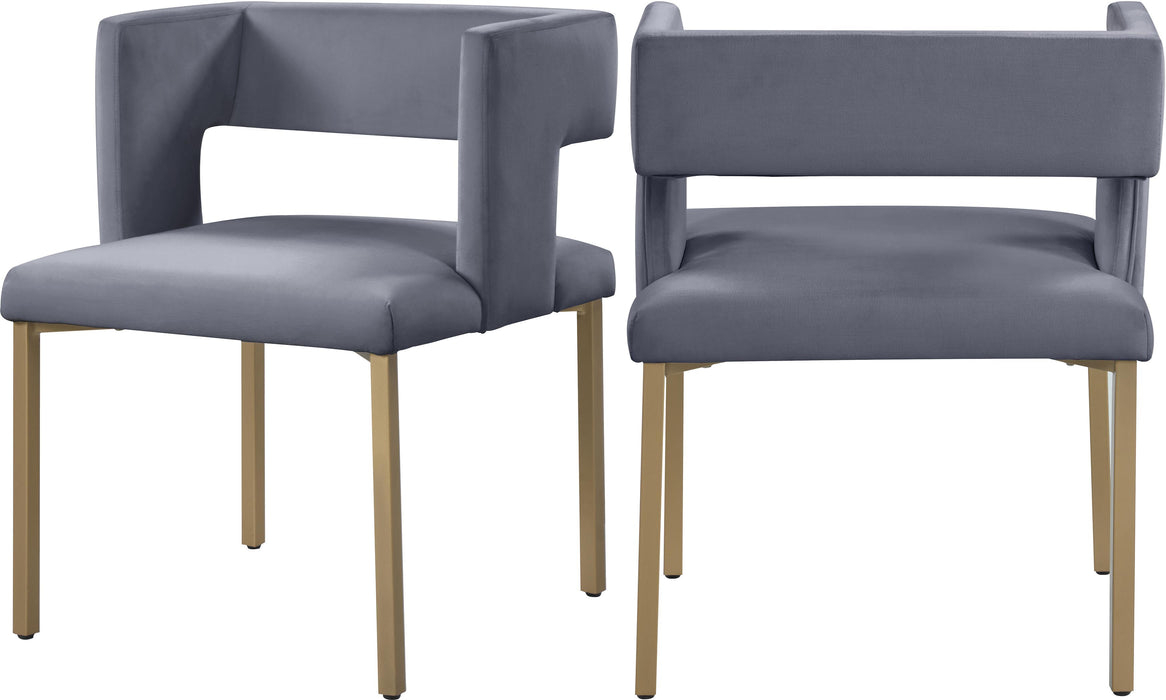 Caleb Grey Velvet Dining Chair - Bargain Furniture (Detroit, MI)