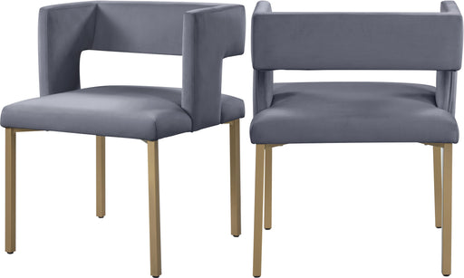 Caleb Grey Velvet Dining Chair - Bargain Furniture (Detroit, MI)